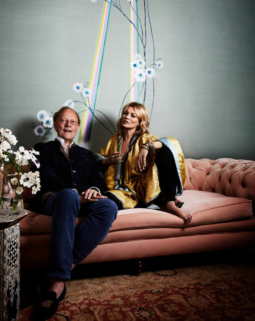 Kate Moss tillsammans med de Gournays grundare, Cecil Gurnay. Foto: Nikolai von Bismarck.