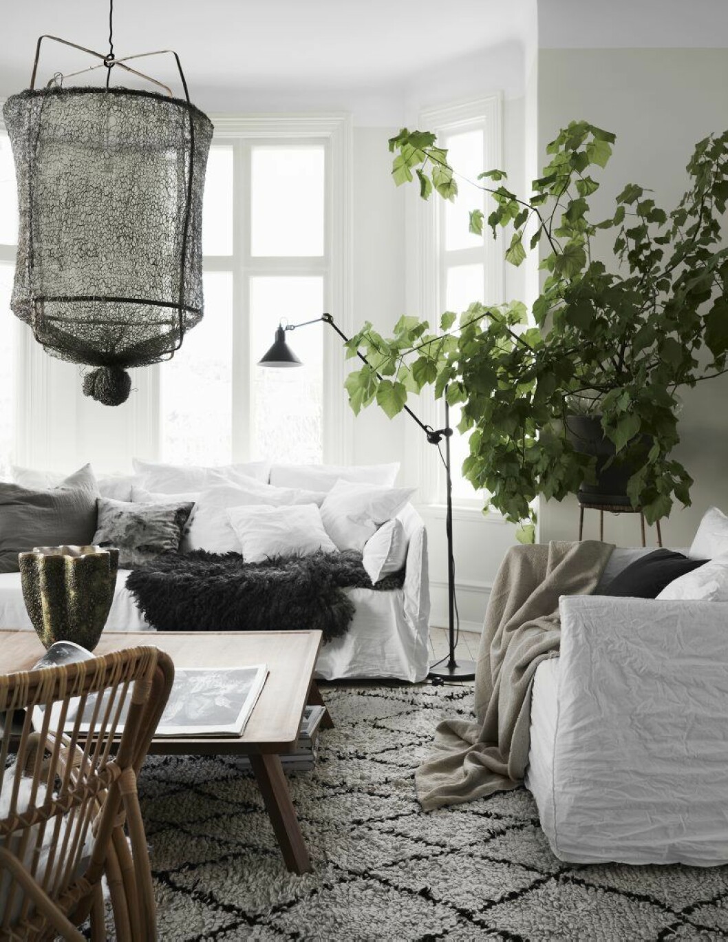 Soffa Ghost av Paola Navone för Gervasoni som även gjort bordet. Taklampa Z2 ONA Lamp sisal från Ay illuminate och golvlampa Lampe Gras. Växten är en rumslind. Soffa Ghost av Paola Navone för Gervasoni som även gjort bordet. Taklampa Z2 ONA Lamp sisal från Ay illuminate och golvlampa Lampe Gras. Växten är en rumslind.