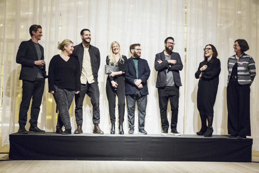 Från vänster: Kristoffer Fagerström, Lotta Agaton, Johannes Carlström, Sanna Wåhlin, Alexis Holmqvist, Daniel Heckscher, Hanna Nova Beatrice och Karin Åberg Waern. 1G9A8163