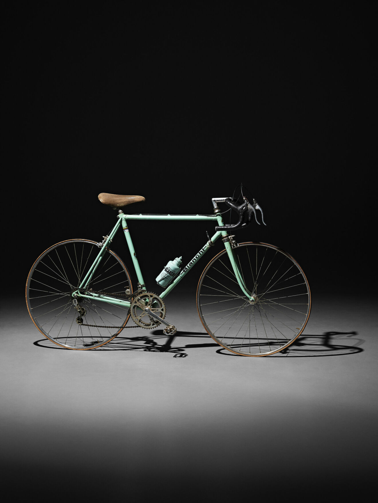 Lars Noréns älskade cykel från Bianchi 1973-74, har en celestefärgad ram, tio växlar och 6-tums hjul.
