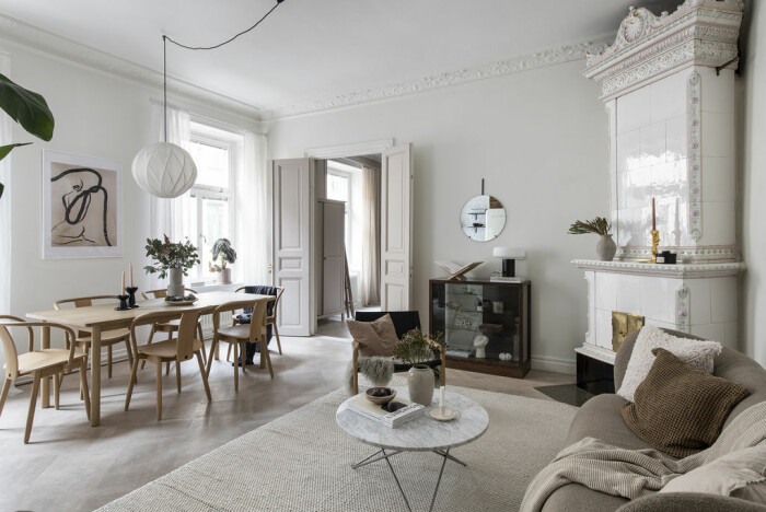 vardagsrum i Angelica Blicks lägenhet på Södermalm