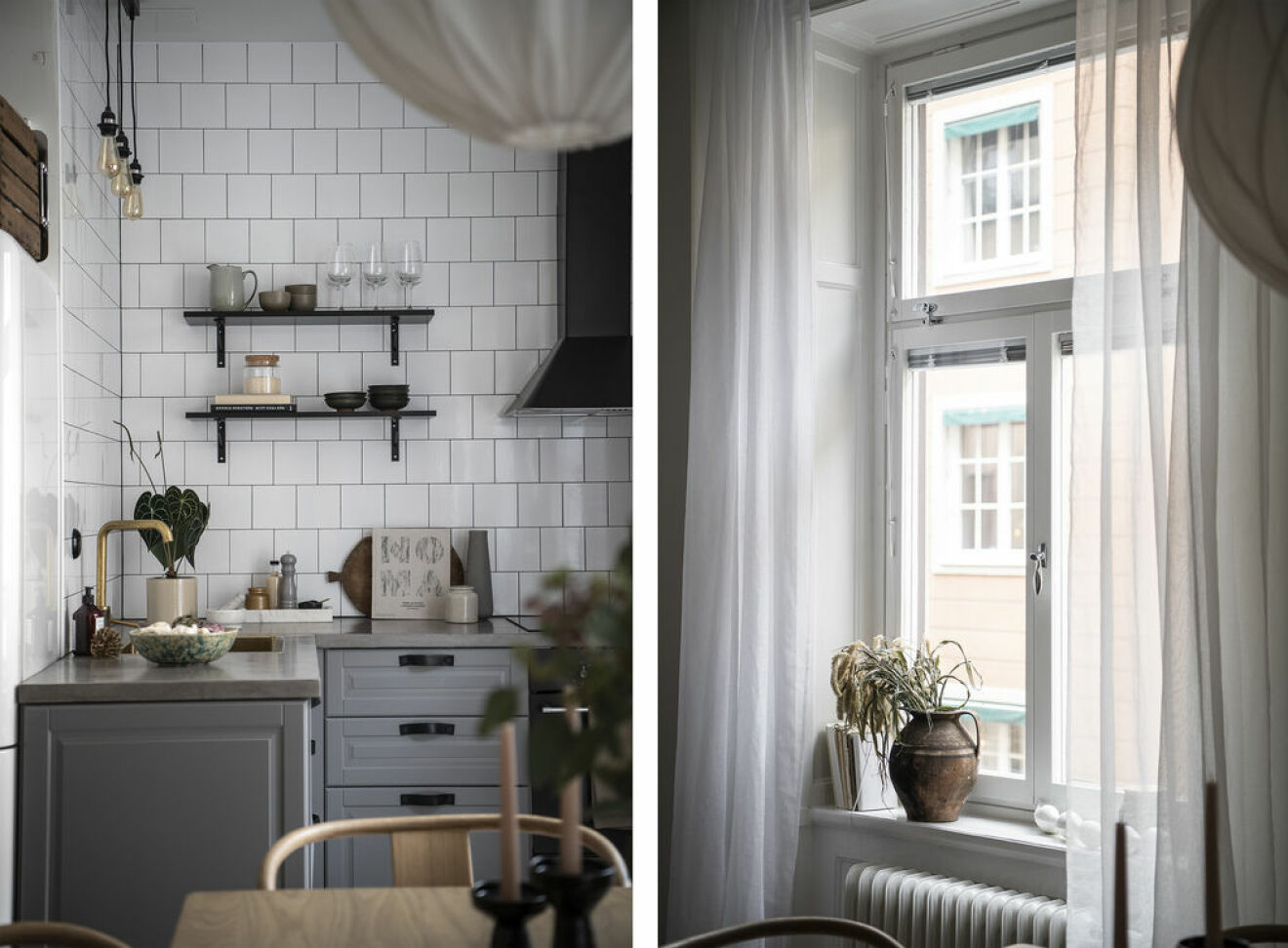 Kök och fönster i Angelica Blicks sekelskifteslägenhet