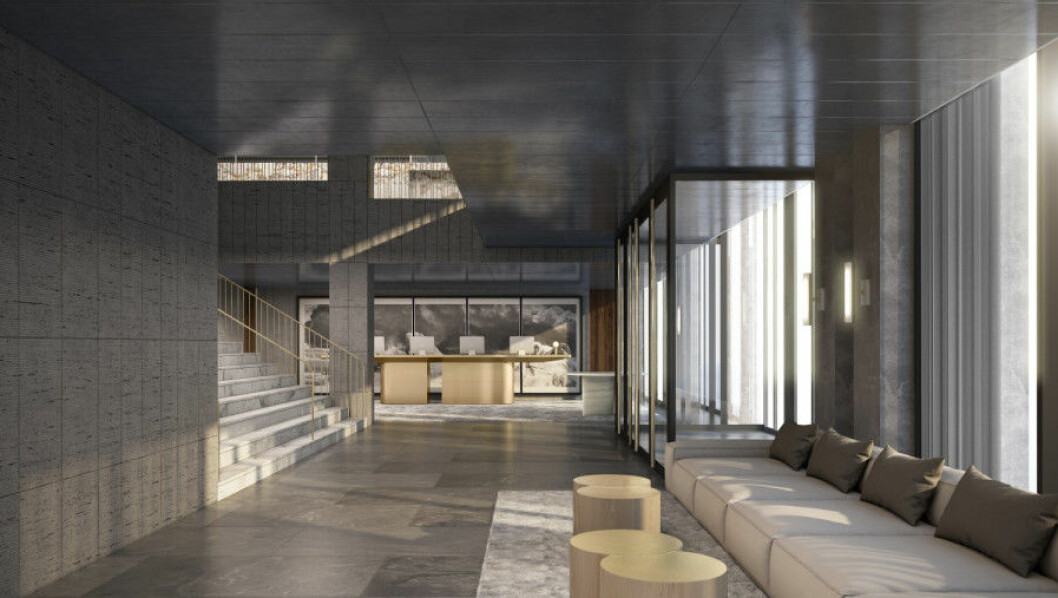 Lobbyn står i samspel med matsal, barer och lounge en våning upp genom en storslagen trappa i vit granit, en modern tolkning av den klassiska Hollywoodtrappan. Lobbyn står i samspel med matsal, barer och lounge en våning upp genom en storslagen trappa i vit granit, en modern tolkning av den klassiska Hollywoodtrappan.