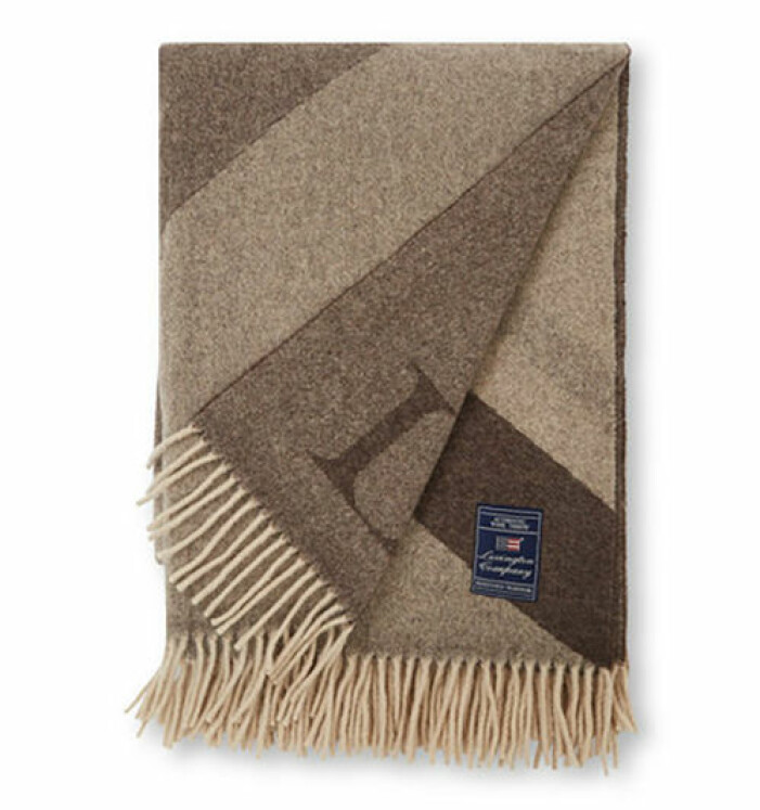 beige pläd i ull från lexington