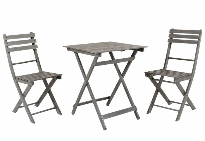 cafeset med stol och bord i trä för balkong