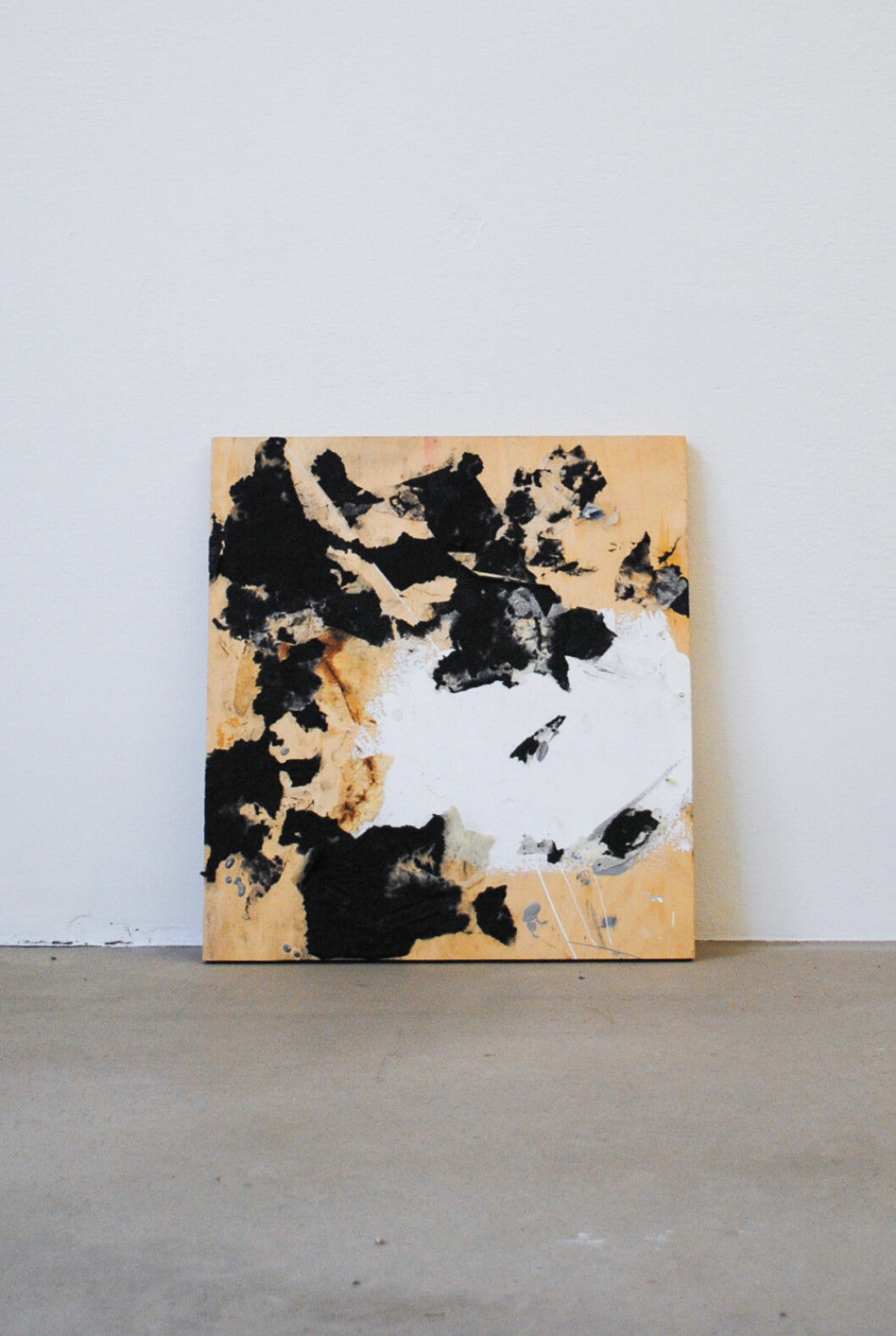 Paper collage on wood, Camilla Björk.
