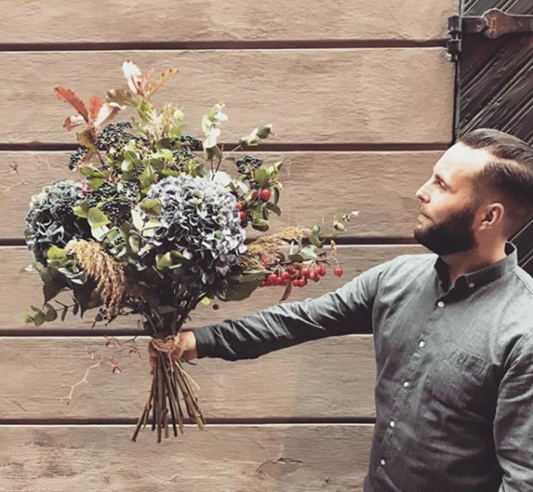 Christoffer Broman driver blomsteraffären Christoffers Blommor i Gamla Stan och Södermalm i Stockholm.