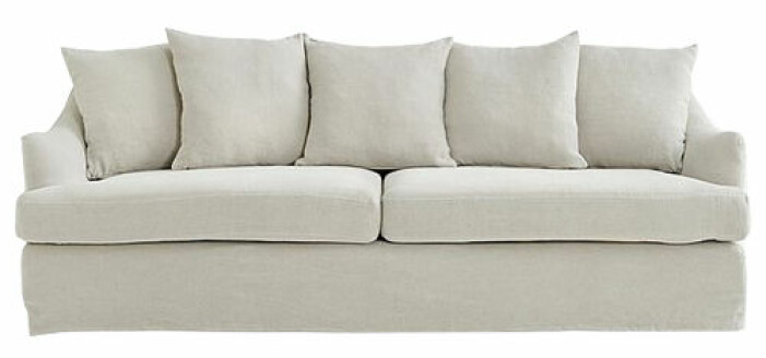 beige linnesoffa