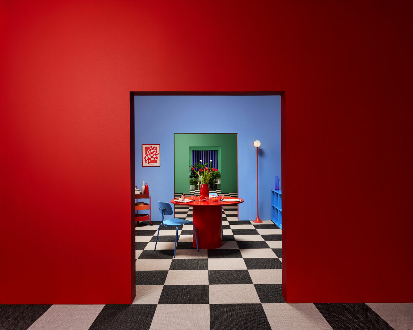 Tekla Severin Formex utställning i rött och blått