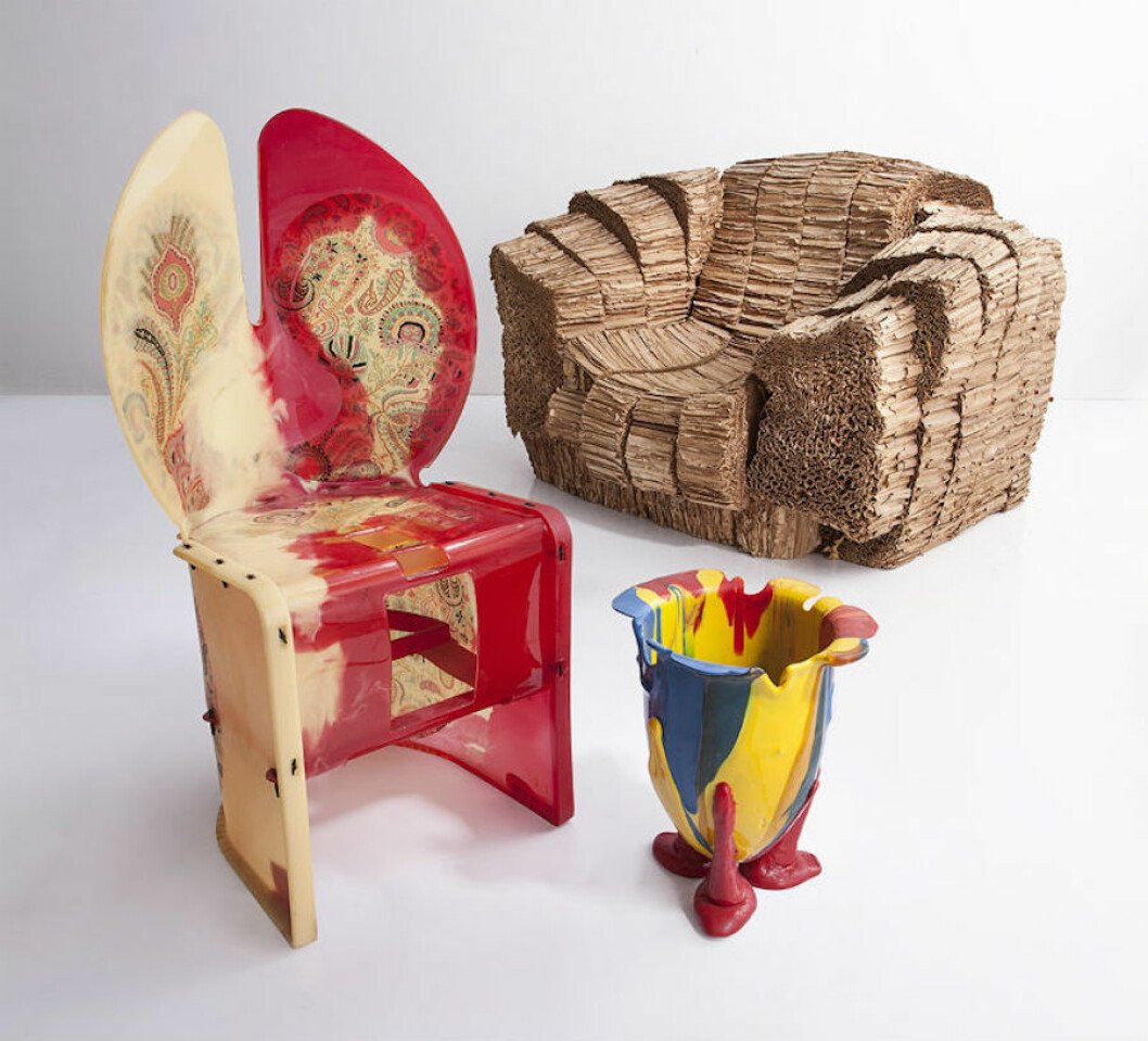Bild på möbler från Auktionstipsets Lisa MIlberg och Leo Forssells designidol Gaetano Pesce. 