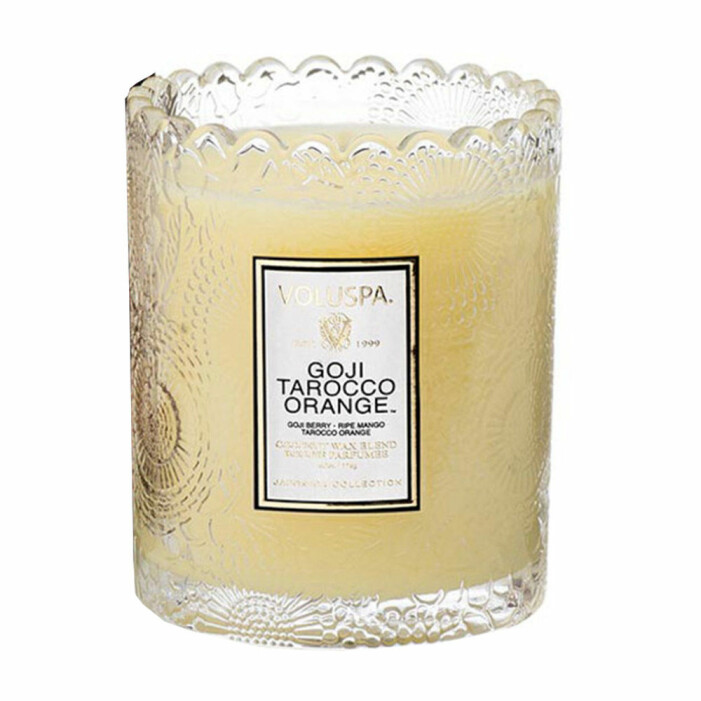 gult doftljus voluspa apelsin goji tarocco orange