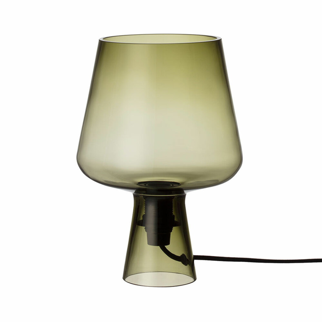 Bordslampa i grönt tonat glas från Iittala
