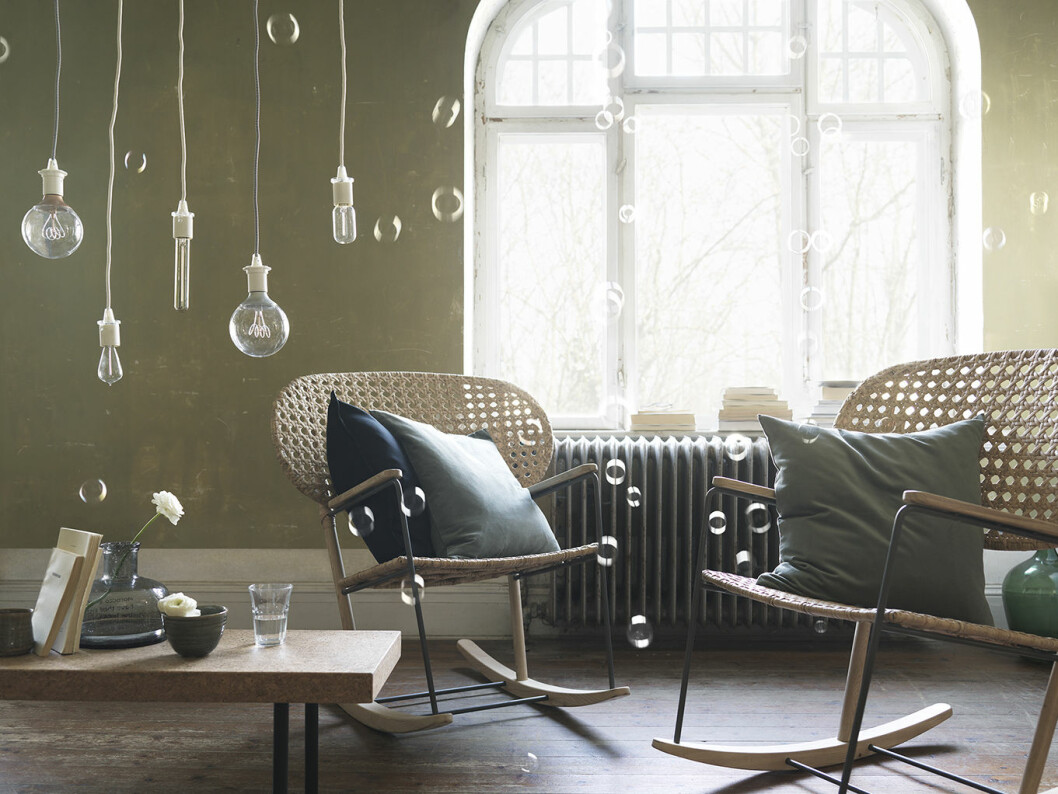 Formgivare: Lisa Hilland Foto: Ikea IKEA_GRONADAL_miljo_gungstol_gra_natur