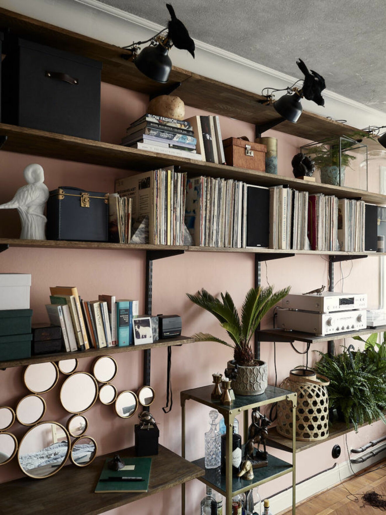 Pink painted walls and decoration. Scandinavian interior ideas and inspiration. 