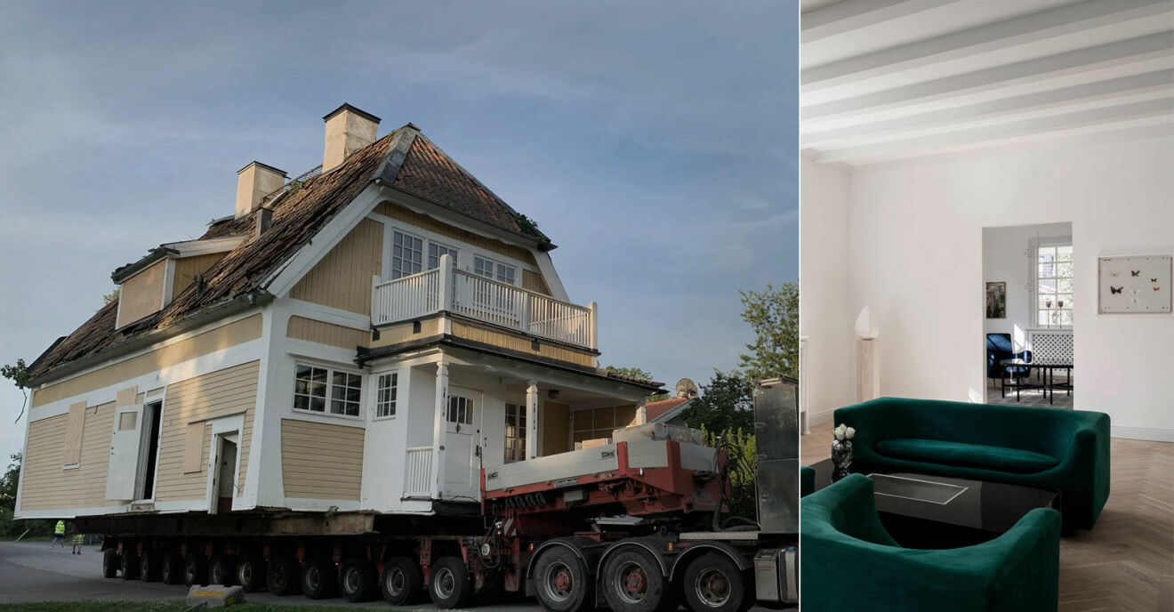 Villa flyttas med lastbil i Djursholm