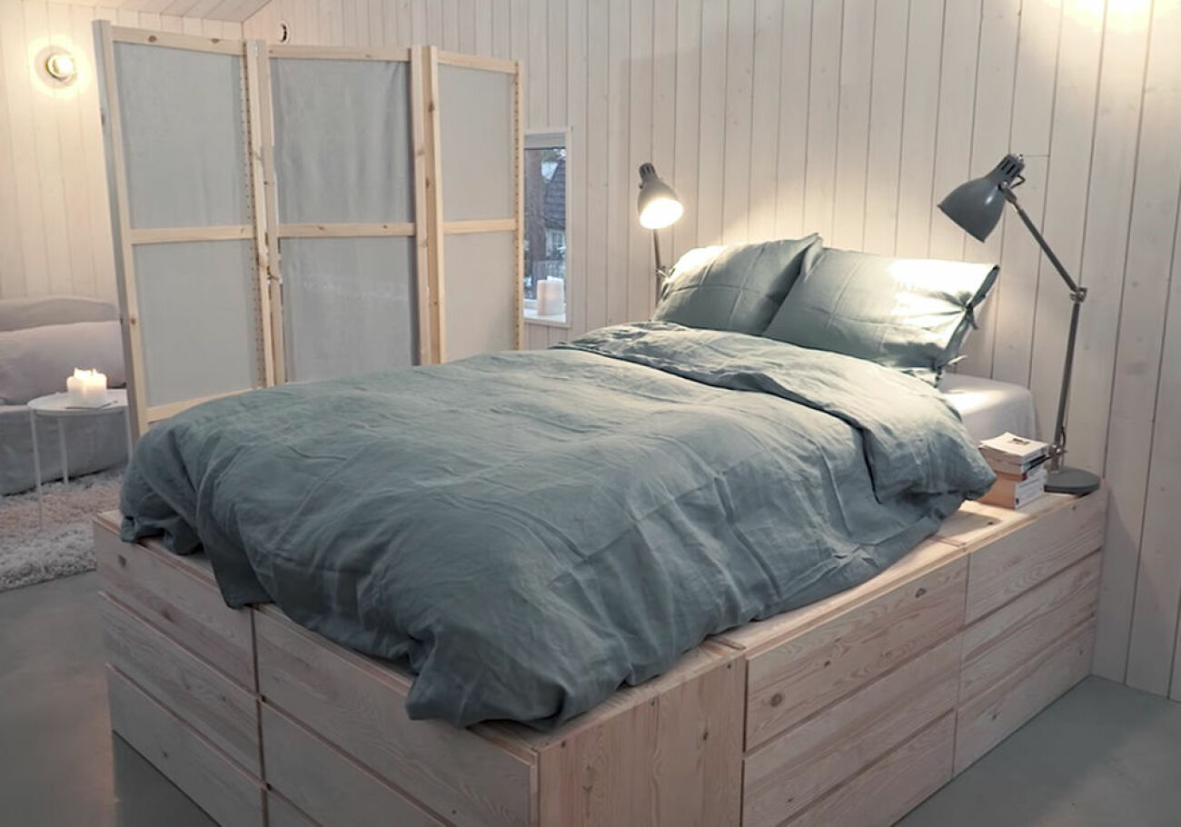 Säng med förvaring med Ivar från Ikea
