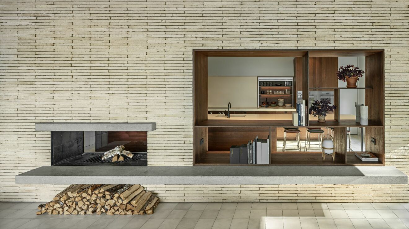 Tegel fasad och interiör kök arkitekritat