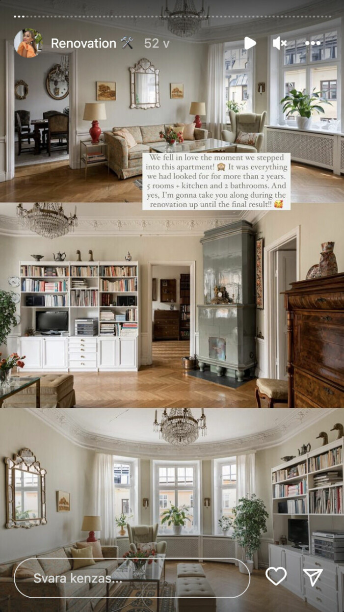 Kenza har uppdaterat sina följare på Instagram under renoveringens gång. Här är bilder på lägenheten innan renoveringen. kenza förebild lägenhet