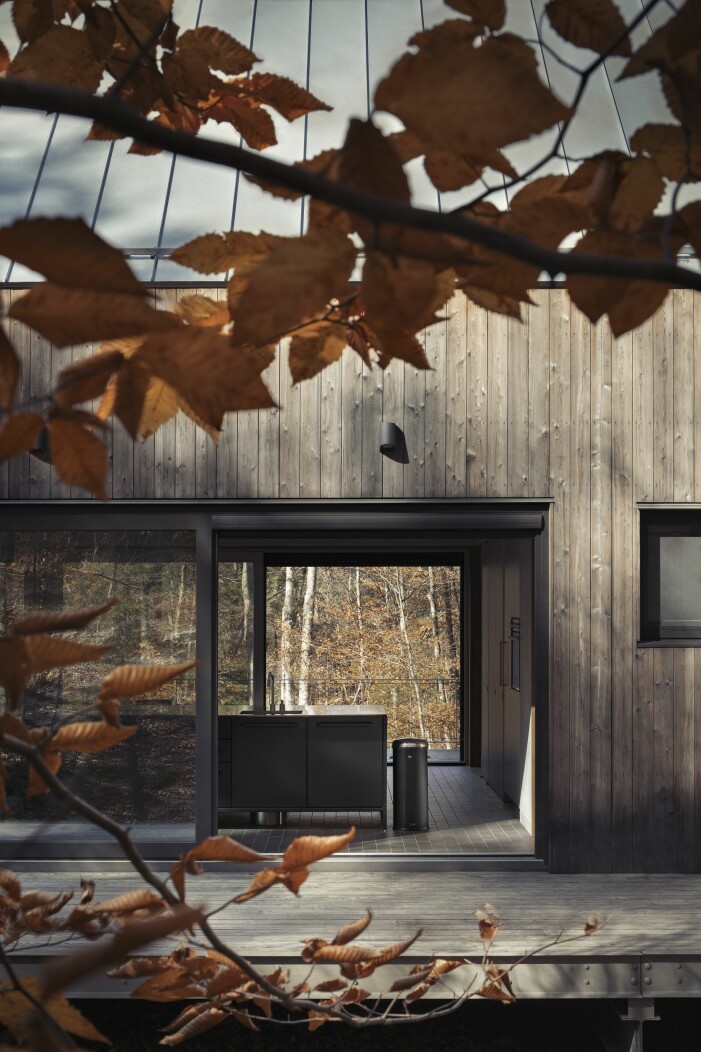 Husets transparens passar arkitekternas ambition att låta huset påverka platsen så lite som möjligt.