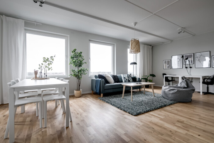Gemensamt utrymme i delningslägenheten Kollektiv inrett av Ikea