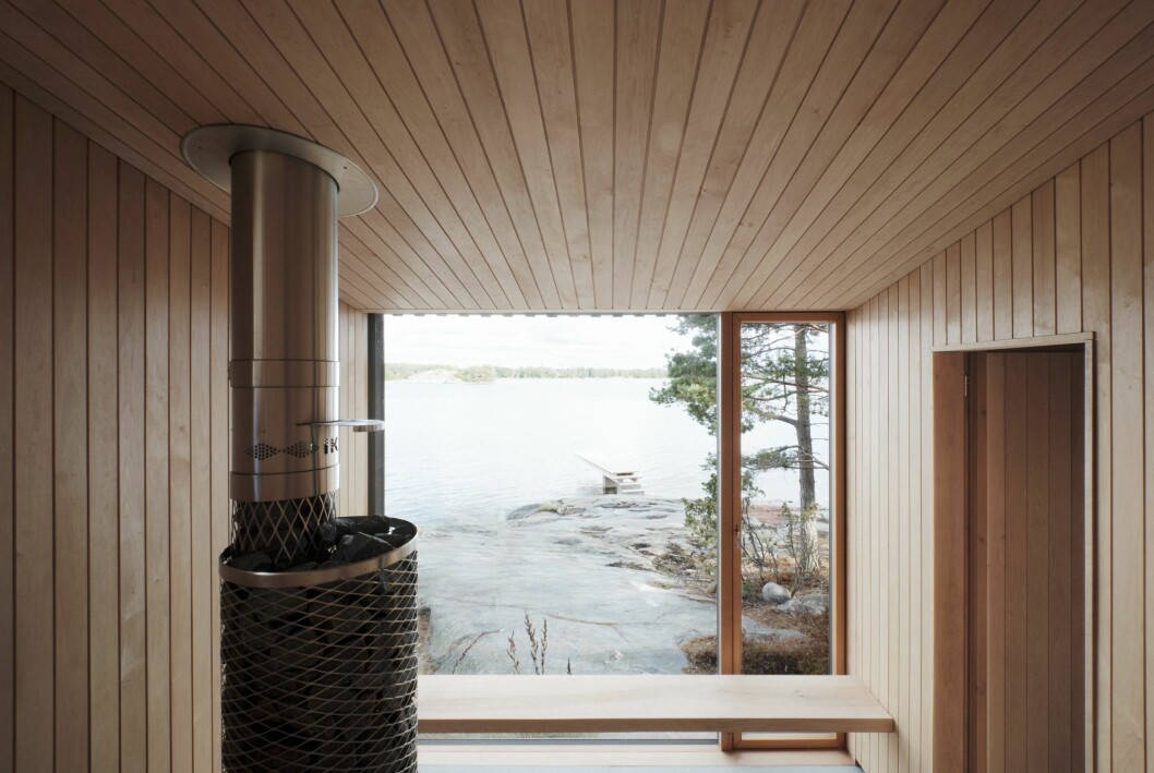 Vad vore väl ett finskt hem utan en bastu? Bastu i studentritade huset Villa Furuholmen.