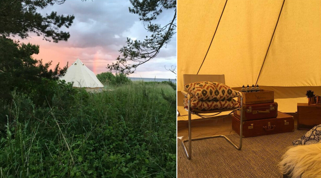 Foto: @havsangen på Instagram. Havsängen erbjuder glamorös camping på vid Ljugarn på Gotland.