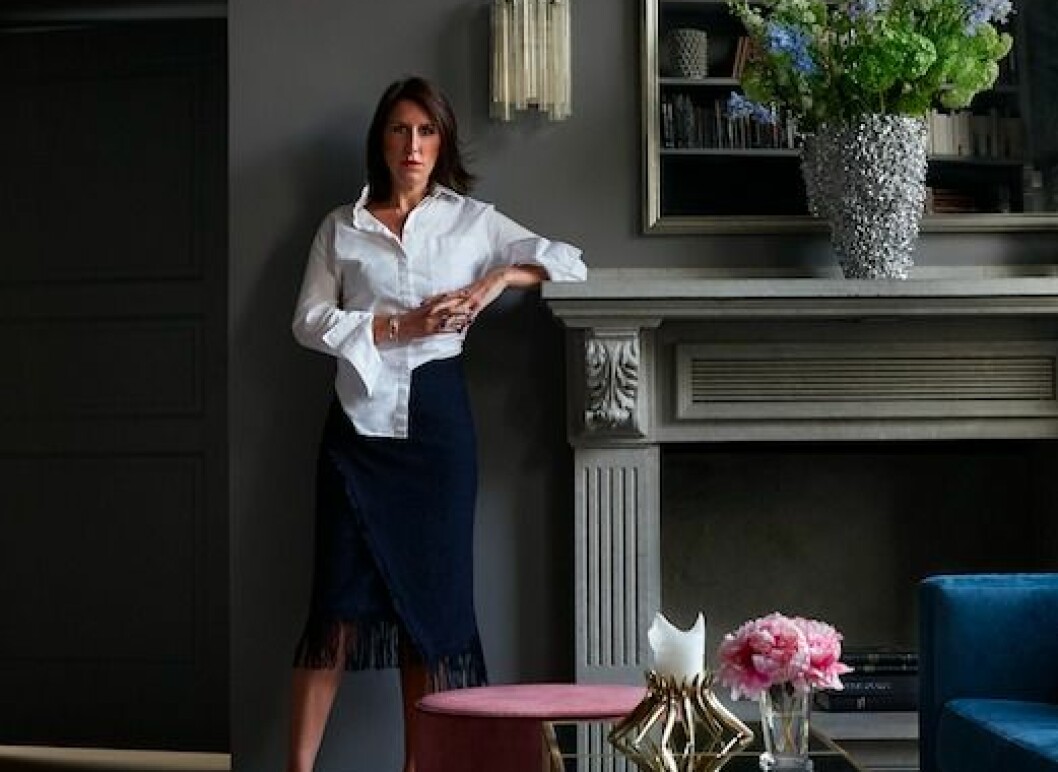 Malin Glemme. Layered Triangle Midnight Blue, Layered French Pouf Burnt Rose.