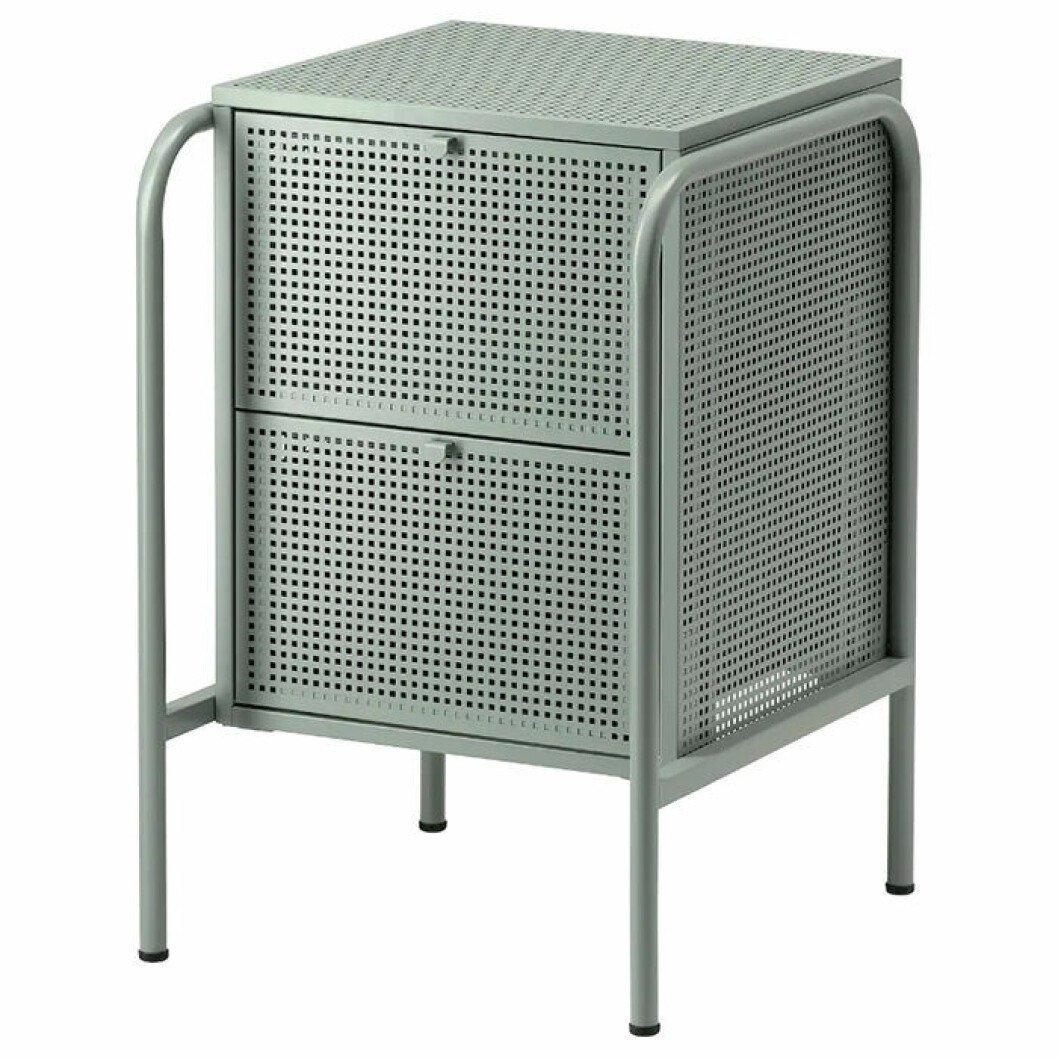 Grågrönt sängbord från Ikea