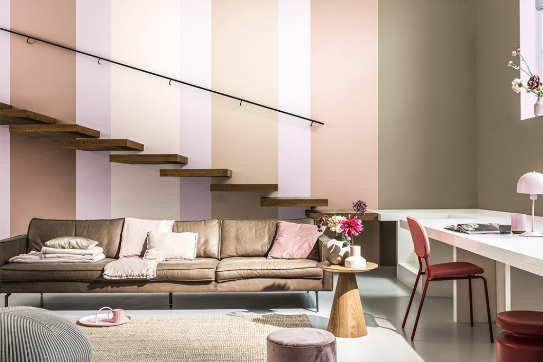 Den rosa och röda paletten kan även ge ett nytt uttryck till ett rum med de jordnära färgerna. Foto: Nordsjö Rosa, rött och jordnära hos Nordsjö