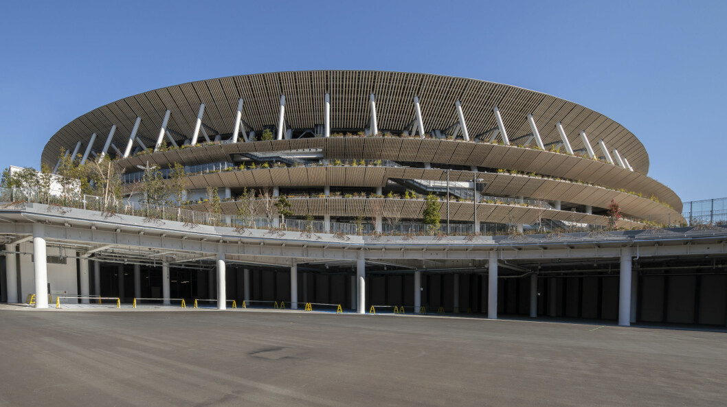 Arena byggd av arkitekten Kengo Kuma. Olympic Stadium, OS Tokyo 2020