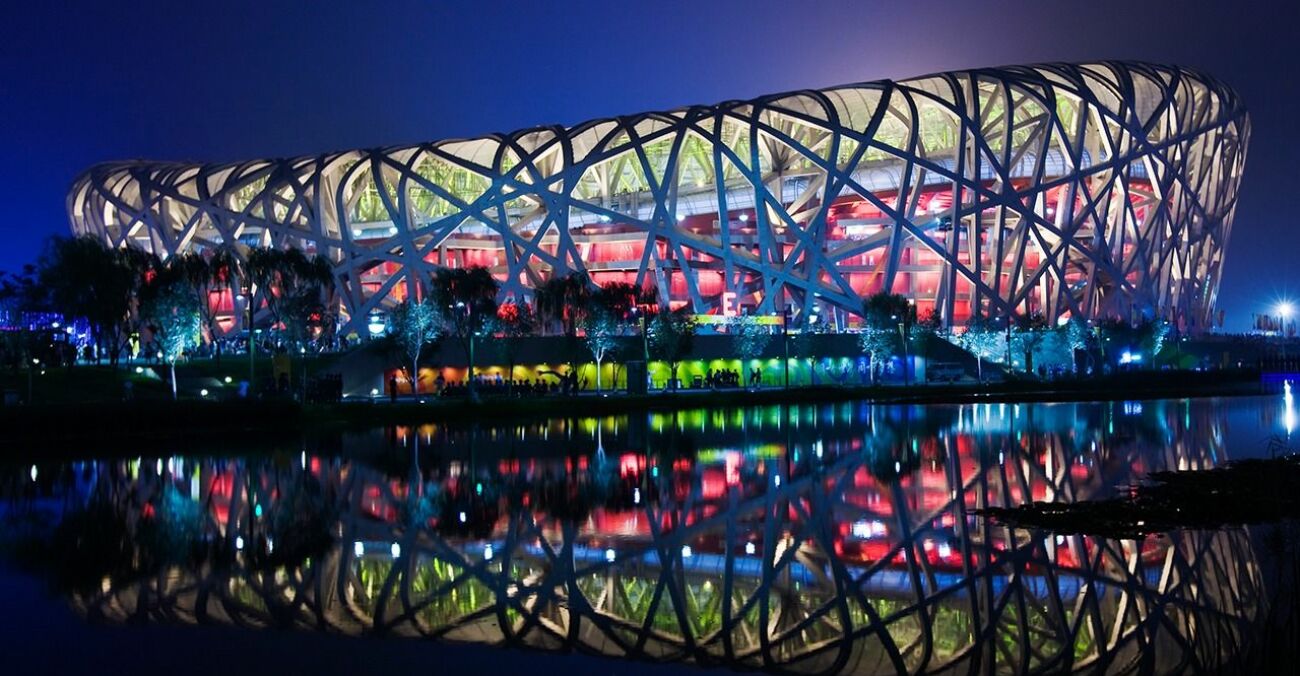 Arenan Fågelboet som byggdes för olympiska spelen i Peking år 2008.