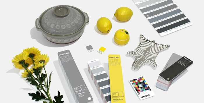 Pantone har valt <em>Ultimate grey</em> och <em>Illuminating</em> som årets färger. Foto: Pantone pantone årets färg 2021