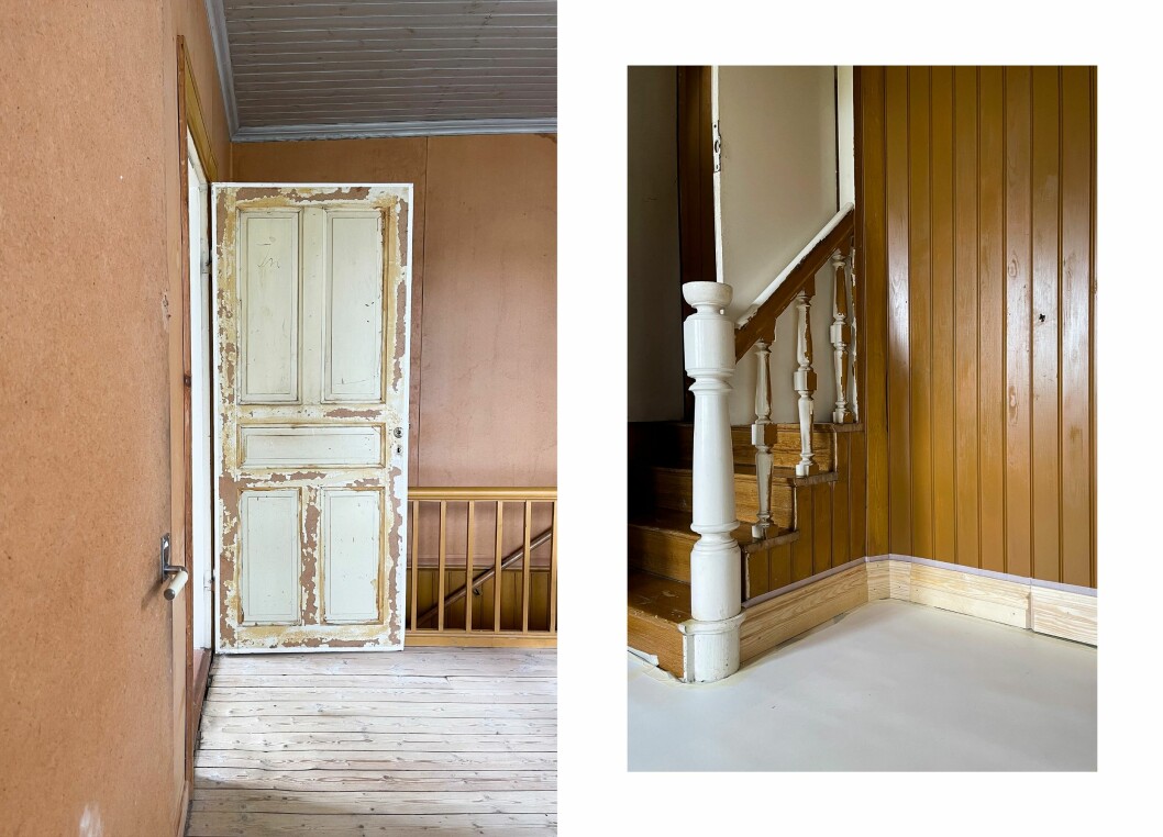 Hall på övre och nedre plan. Hall på övre och nedre plan.