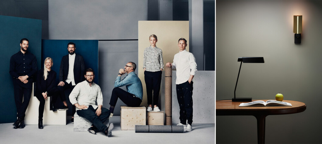 Årets designer 2015: Note Design Studio. Från vänster: Johannes Carlström, Sanna Wåhlin, Daniel Heckscher, Alexis Holmqvist, Cristiano Pigazzini, Charlotte Ackemar och Kristoffer Fagerström. Foto: <a href="http://simonlarsson.se/">Simon Larsson</a>. Residence Stora Formpris Årets Designer Note Design Studio Foto Simon Larsson