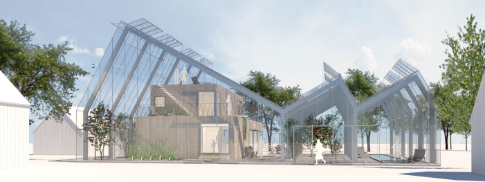 Ritning över Naturhuset av Tailormade Arkitekter. Ritning av Naturhus Rosenlund av Tailormade arkitekter