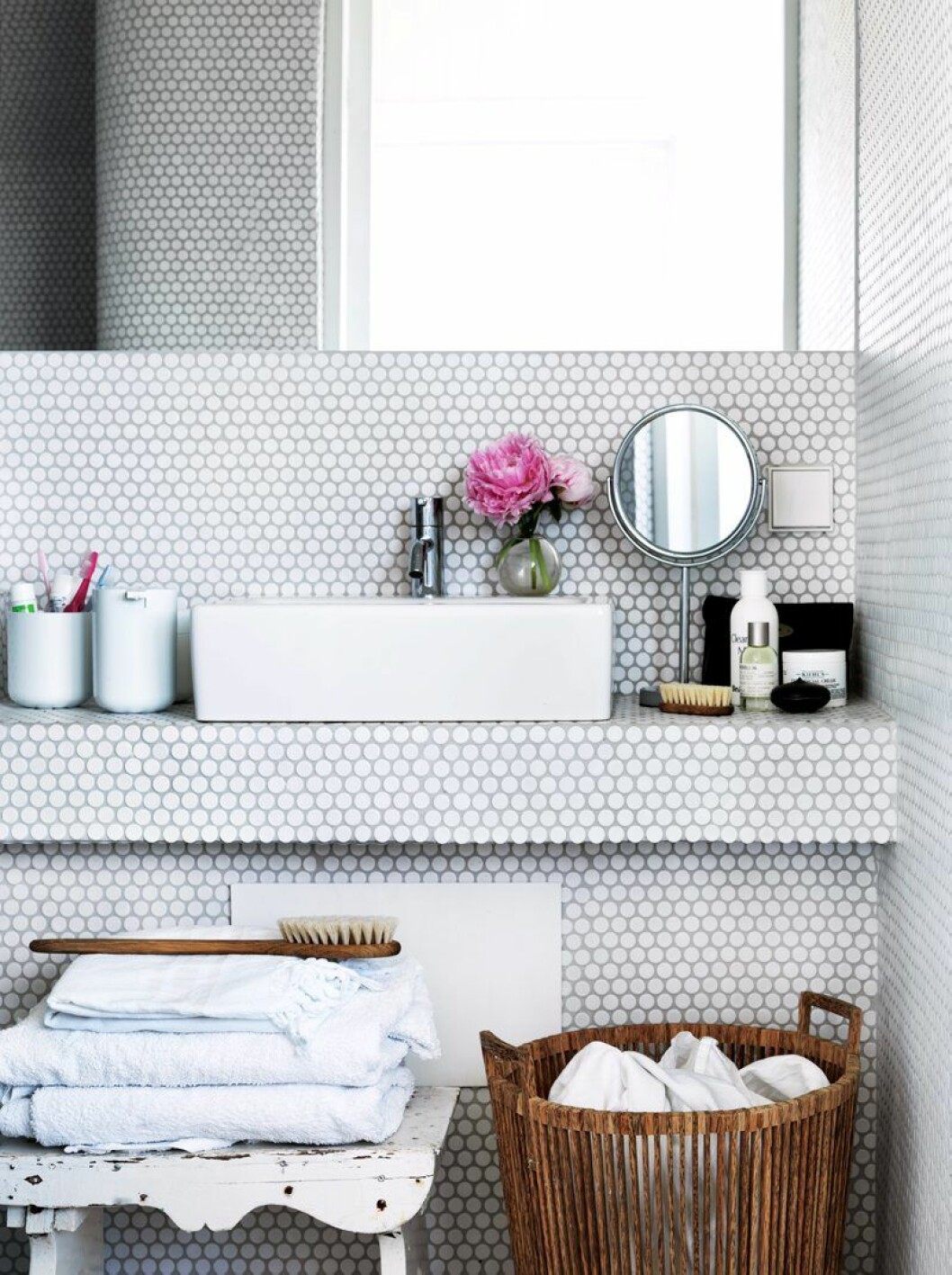 rund mosaic badrum