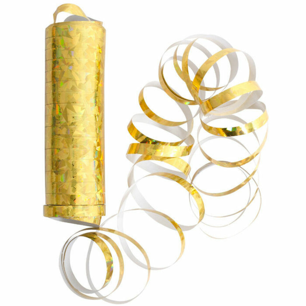 Guldfärgade serpentiner till nyårsfesten, från Lagerhaus