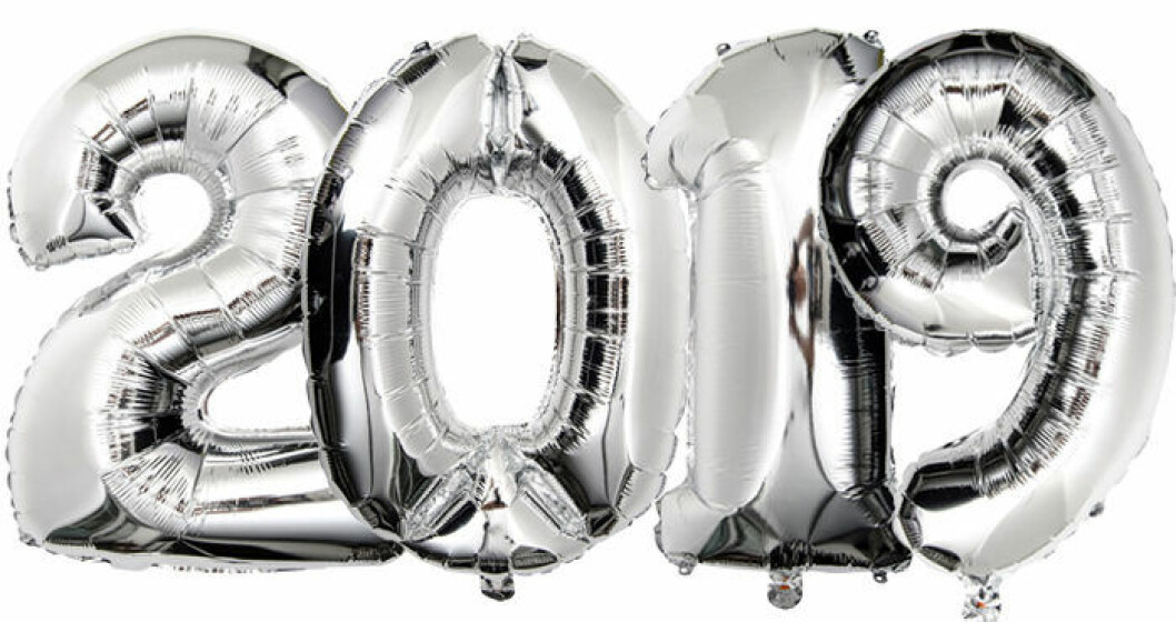 Folieballonger med siffrorna 2019 till nyår
