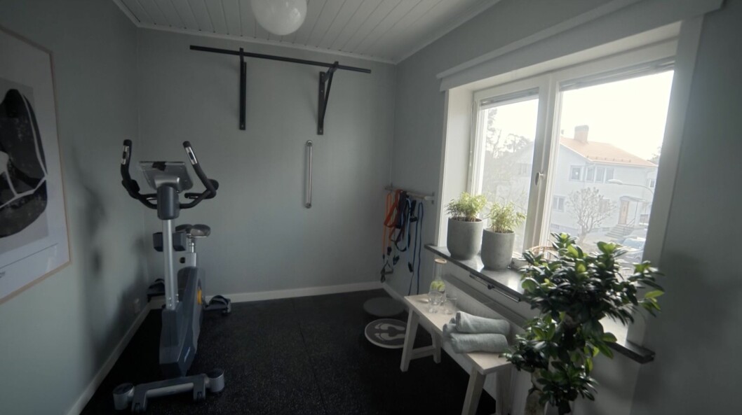 Träningsrummet hemma hos Kerstin och Anders Lundin.