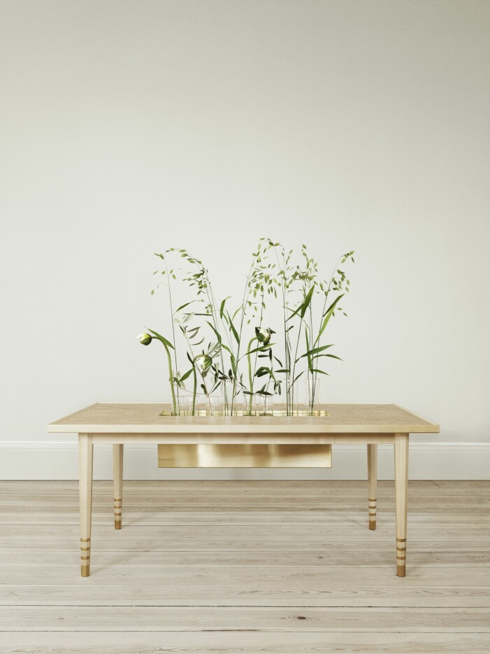 Blommor, böcker, chips, levande fiskar? Enligt prins Carl Philip och Oscar Kylberg sätter bara fantasin gränser för vad som kan förvaras mitt i bordet. Soffbord för Gärsnäs.