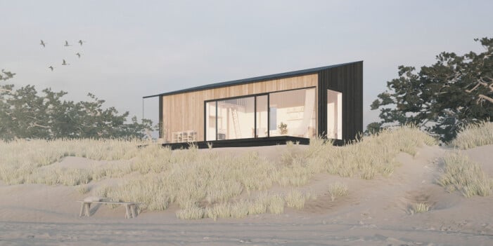 Modernt komplementbostadshus på 30 kvadratmeter. Foto: Sommarnöjen. Modernt komplementbostadshus från Sommarnöjen på 30 kvadratmeter