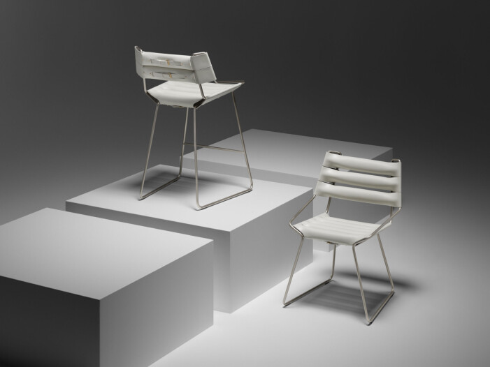 Stolen Belt Bar Stool av Atelier Oï – namnet befäster faktumet att gränser suddas ut. Swing Chair av Patricia Urquiola