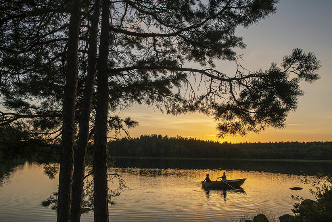 Vid sjön Bysjön i Borkhult. Naturupplevelserna duggar tätt i systrarna Magnussons barndomsbygd. systrarna i borkhult bysjön