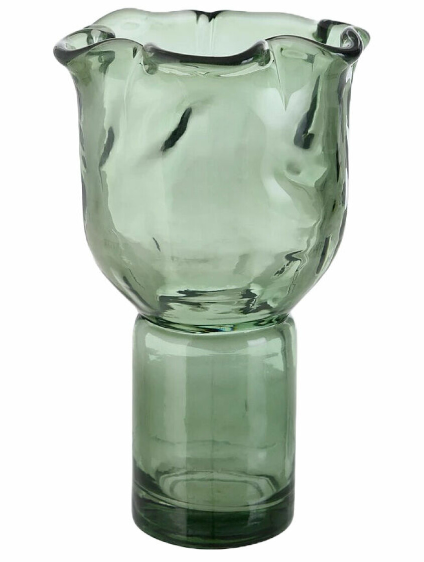 grön vas i glas från ellos